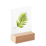 Stojak na menu z drewnianą podstawą 60 mm | Buk  | prosty otwór do wkładania  | naturalna 