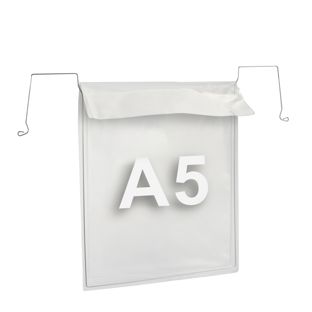 Kieszonki z drutem dla formatu A5, otwarty krótki bok, z klapką 