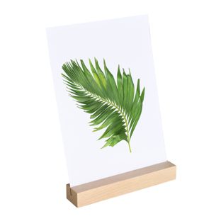 Stojak na menu z drewnianą podstawą 150 mm | Buk  | pochylony otwór do wkładania  | naturalna 