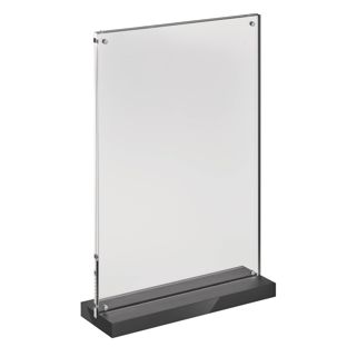 Magnetyczny stojak na menu typu T z matową czarną podstawą A4 - 210 x 297 mm  | orientacja pionowa 