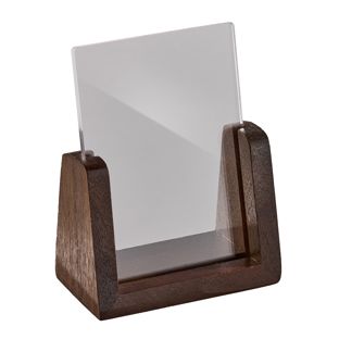 drewniany stojak na menu LignoLine orientacja pionowa | A7 | drewno orzechowe, akryl (PMMA)