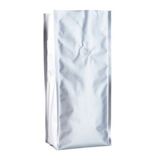 Worek na kawę z zaworem aromatycznym, srebrny 375 x 140 mm  