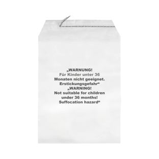 Torebki z klapką, z nadrukiem ostrzegawczym, folia PP 