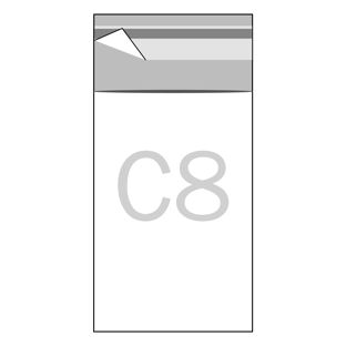 Torebki z klapką, folia OPP 60 x 82 mm - C8 