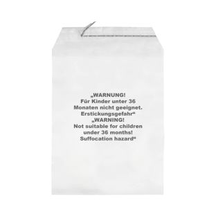 Torebki z klapką, z nadrukiem ostrzegawczym, folia PP 215 x 310 mm
