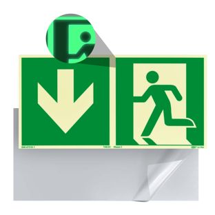 Znak wyjścia ewakuacyjnego, fosforyzujący, plastikowy, ISO 7010 