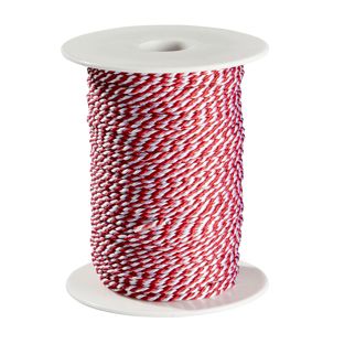 Sznurek na rolce, 2 mm x 100 m, wiskoza biały, czerwony