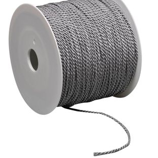 Sznurek na rolce, 2 mm x 100 m, wiskoza srebro|szary 