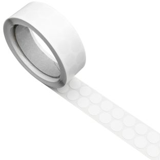 Kółka samoprzylepne płócienne, tekstylne, kolor biały 15 mm | 1.000 STK