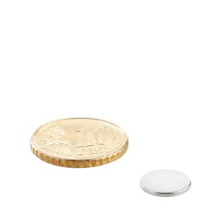 Magnesy neodymowe, krążki 10 mm x 1 mm | N35, osiowa (równoległe do wysokości)