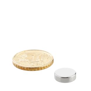 Magnesy neodymowe, krążki 10 mm x 3 mm | N42, osiowa (równoległe do wysokości)