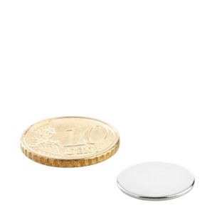 Magnesy neodymowe, krążki 15 mm x 1 mm | N35, osiowa (równoległe do wysokości)