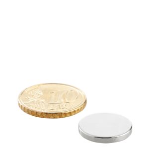 Magnesy neodymowe, krążki 15 mm x 2 mm | N35, osiowa (równoległe do wysokości)