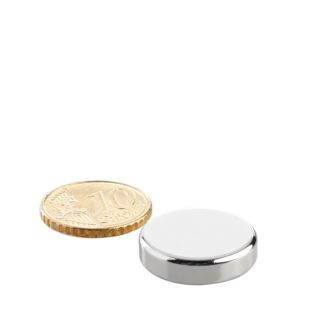 Magnesy neodymowe, krążki 20 mm x 5 mm | N42, osiowa (równoległe do wysokości)