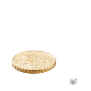 Magnesy neodymowe, krążki 3 mm x 2 mm | N48, osiowa (równoległe do wysokości)