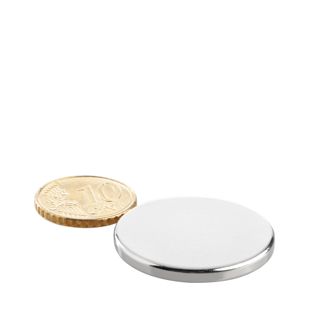 Magnesy neodymowe, krążki 30 mm x 3 mm | N45, osiowa (równoległe do wysokości)