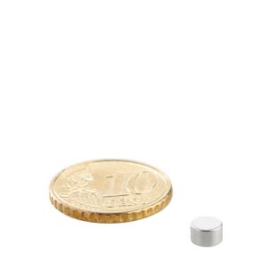 Magnesy neodymowe, krążki 5 mm x 3 mm | N35, osiowa (równoległe do wysokości)