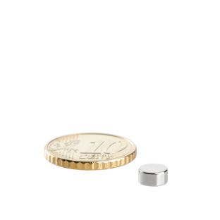 Magnesy neodymowe, krążki 6 mm x 3 mm | N45, osiowa (równoległe do wysokości)