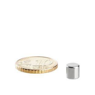 Magnesy neodymowe, krążki 6 mm x 6 mm | N48, osiowa (równoległe do wysokości)