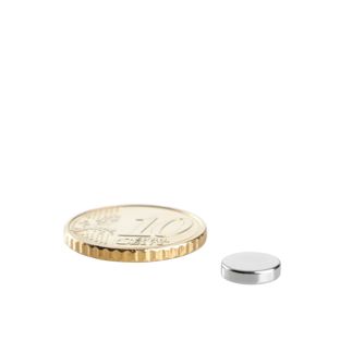 Magnesy neodymowe, krążki 8 mm x 2 mm | N35, osiowa (równoległe do wysokości)