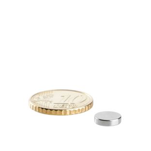 Magnesy neodymowe, krążki 8 mm x 2 mm | N45, osiowa (równoległe do wysokości)