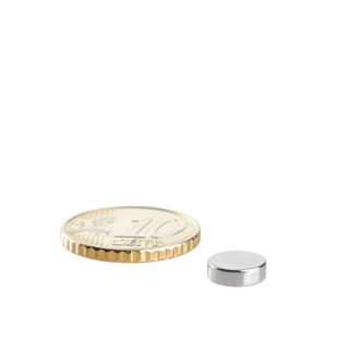 Magnesy neodymowe, krążki 8 mm x 3 mm | N35, osiowa (równoległe do wysokości)