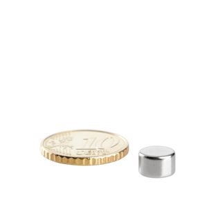 Magnesy neodymowe, krążki 8 mm x 4 mm | N45, osiowa (równoległe do wysokości)