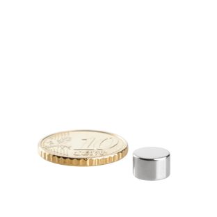 Magnesy neodymowe, krążki 8 mm x 5 mm | N45, osiowa (równoległe do wysokości)