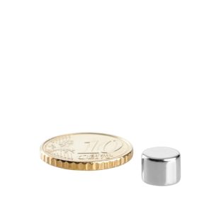 Magnesy neodymowe, krążki 8 mm x 6 mm | N52, osiowa (równoległe do wysokości)
