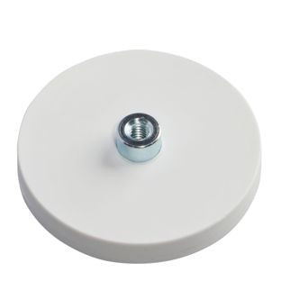 Magnesy powlekane gumą z wkrętem z gniazdem biały  | 43 mm | M4 
