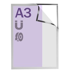 Ramka magnetyczna A3, samoprzylepna srebro  | samoprzylepna na całej powierzchni 