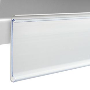 Listwy cenowe DBR, samoprzylepne, z krawędzią uchwytową 39 mm | 1000 mm | biały  | do przyklejania (taśma standardowa) 