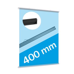 Listwy plakatowe wsuwane z 2 zawieszkami, zestaw (1 komplet) górna listwa z 2 zawieszkami | przezroczysty | 400 mm