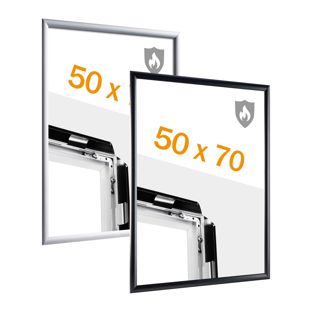 Ognioodporna ramka zatrzaskowa 50 x 70 z certyfikatem odporności ogniowej B-s1, d0 