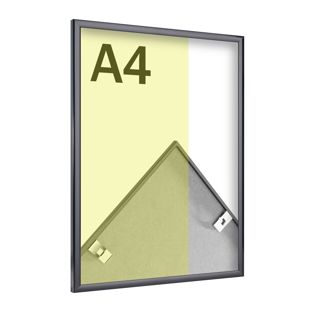 Aluminiowa ramka na zdjęcia, przezroczysty styren czarny | A4 21 x 29,7 cm | błyszcząca