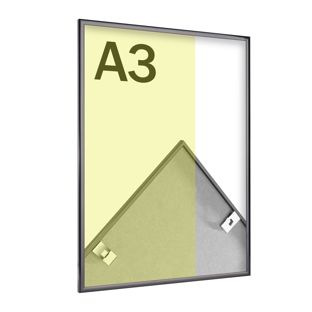 Aluminiowa ramka na zdjęcia, przezroczysty styren czarny | A3 29,7 x 42 cm | błyszcząca