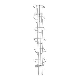 Ścienny uchwyt na ulotki JACKSON z drutu metalowego, srebrny 1/3 A4  | orientacja pionowa  | 6 