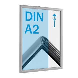 Ramka snap A2 do montażu na słupach, srebrna, profil 25 mm, narożniki cięte pod kątem 