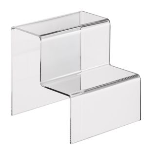 Stopień ekspozycyjny, akrylowy przezroczysty | 105 x 100 x 100 mm | dwupoziomowy