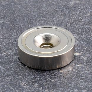 Magnes krążkowy z otworem pod śrubę 25 mm | niklowany  | 19 kg