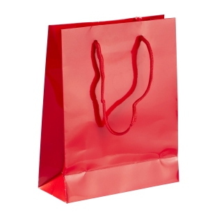 Torba na prezenty, rączki ze sznurka, 20 x 25 x 8 cm, kolor czerwony, z połyskiem 