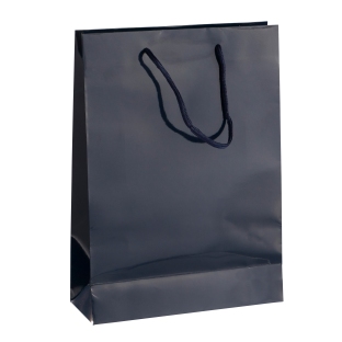 Duża torba na prezenty, rączki ze sznurka, 26 x 36 x 10 cm, kolor niebieski, z połyskiem 
