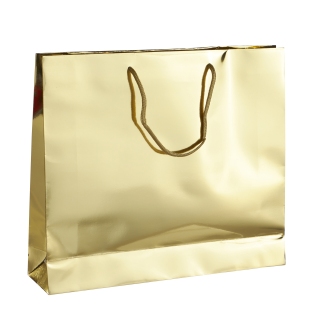 Torba na prezenty 40 x 35 x 10 cm, kolor złoty, z połyskiem 