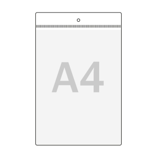 Kieszonki cenowe dla formatu A4 pionowe, bok wieszany z okrągłym otworem 
