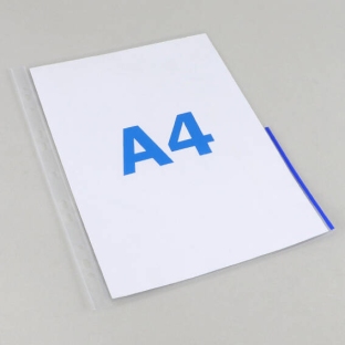 Koszulki na dokumenty A4, połowa krawędzi oznaczona kolorem, folia PP niebieski