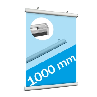 Aluminiowe, zatrzaskowe listwy plakatowe z 2 zawieszkami 1000 mm | srebro 