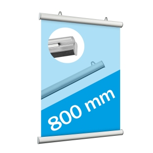 Aluminiowe, zatrzaskowe listwy plakatowe z 2 zawieszkami 800 mm | srebro 