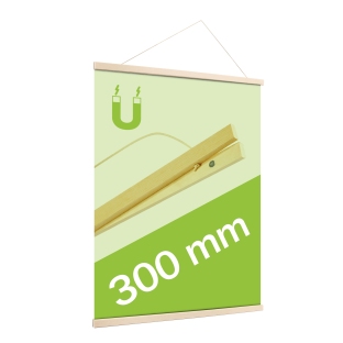 Drewniane listwy plakatowe z magnetycznym zamknięciem i sznurkiem 300 mm | Sosna 