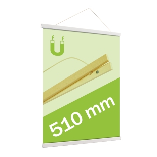 Drewniane listwy plakatowe z magnetycznym zamknięciem i sznurkiem 510 mm | biały 