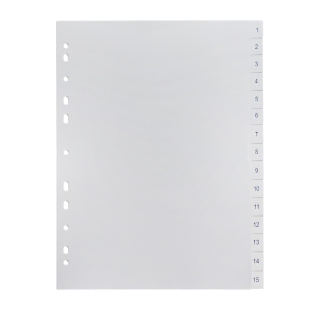 Indeksy do segregatora A4, 15 kart (1-15), kolor biały (1 zestaw) 